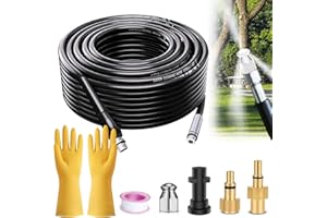 ROONTIN 10 m Sonda sturatubi per idropulitrice - compatibile con Kärcher e LAVOR, 180 Bar/2610 PSI - Set con adattatore e ugelli per Kärcher K2 K3 K4 K5 K6 K7