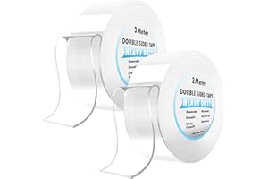 DADAPANGHU 6m Doppelseitiges Klebeband Extra Stark, 2 Rollen x 3m Transparent Nano Klebeband Ablösbar, Klebeband Doppelseitig Dünn für Foto Wand, Teppich, Küche, Auto oder Outdoor