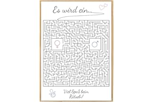 CL&MH Rätsel zur Geschlechtsoffenbarung,Mädchen oder Junge,Geschlecht des Babys,Labyrinth - Partyspiel zur Geschlechtsoffenbarung - Ideen zur Geschlechtsoffenbarung - Bekanntgabe des Geschlechts (Mädchen)