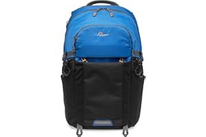 Lowepro LP37253-PWW Photo Active, Mochila para cámara exterior sin espejo con divisores QuickShelf, portátil 15"/iPad/ Hidr. 3L, Sony, Canon, Nikon, Gimbal, Dron, DJI, Osmo, Azul/Negro