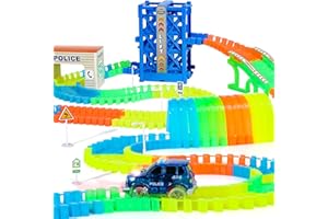 DXQ Nuheby Circuit Voiture Enfant Jouet 3 Ans Garçon Circuit Flexible Lumineux 1 Voiture Flexible Track avec 120 Pièces sur Chenilles Jouet Enfant 3 4 5 Ans Garçon Fille Jeux