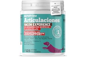 MyPetPrime Articulaciones Complemento alimenticio para Perros - 120 + 5 Comprimidos adicionales | Nueva fórmula JointSupport™ con MSM, Polvo de mejillón de Labio Verde, glucosamina y Garra del Diablo