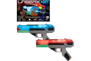 Laser X Next Level Pack Doble, Juego de Batalla Láser con 2 Pistolas Interactivas, Modos de Disparo Personalizables, Escudo de Energía, +6 años, Bizak (62947728)