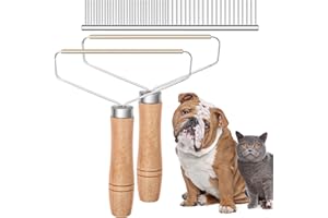TOPBELIEF Removedor De Pelusa Portátil, 2 Pcs Quitapelusas De Alfombras, 1 Pcs Peine para Mascotas De Acero Inoxidable, Peine De Metal, Quitapelusas Manual para Ropa Mantas Abrigo Cachemira Pelos Mascota