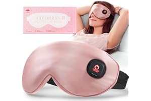 LitBear Heated Eye Mask, Silk Cordless Warm Eye Mask for Dry Eyes, Light Blocking Heat Sleep Masks for Women Men, Soft and Warm Eye Compress for Sleeping, Travel, Rechargeable, Washable Cover (Pink)