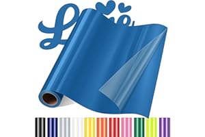 Sgooyir Rouleau Vinyle thermocollant Bleu Ciel pour Tissu, 30.5 x 183 cm Flex Thermocollant pour Tissu, T-Shirts, Sacs, Casquettes