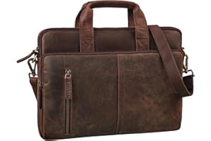 STILORD 'Raihn' Slim Leather Briefcase 13,3-14 inch Laptop Bag for Men Sleek Work Bag for Office Travel Business Laptop Case from Genuine Leather