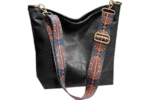 Haiwill Damaxelväska, stor crossbody-väska med bred rem i läder, hobo-väska, shoppingväska, retro-axelväska, handväska för va
