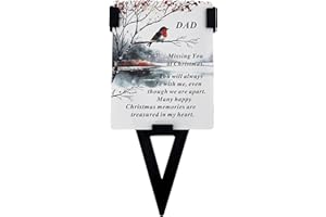 Angraves Dad Christmas Robin Memorial Remembrance Verse Plastic Coated Grave Graveside Card and Stand Stake