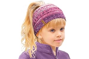 TOSKATOK Thermo-Mütze für Mädchen, mit Teddy-Fleece gefüttert, Pferdeschwanz-Mütze