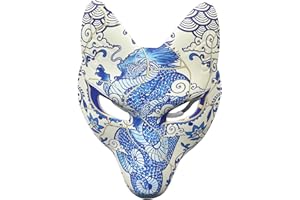 YangYong Kitsune - Máscara de zorro para Halloween, fiesta de máscaras, máscaras de poliuretano Kabuki para disfraz