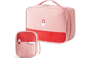 SEASBOES Borsa per Medicinali, 2 Sacchetti per Medicinali Borsa Pronto Soccorso Borsa Porta Medicine da Viaggio Mini Kit di Pronto Portatile Kit di Pronto Soccorso, Per Casa, Ufficio, Auto, Viaggi (Rouge)