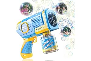 Muakiz Pistolet a Bulle Machine a Bulles pour Enfant Automatique 5000+ Bulle de Savon/Min Bubble Machine pour Jeux Mariage Exterieur, Bubble Gun Jouet Fille Garcon 3 4 5 6+ Ans Cadeau, Bleu