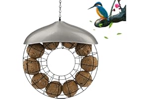 NIKTULE Comedero para pájaros, comedero para pájaros y pájaros, metal, para pájaros, comedero para pájaros, comedero para pájaros salvajes, para bolas grasa