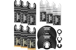 nuyikaso 14pcs Multi Tool Blade Set for Wood Metal Screws Plastic Oscillating Saw Blades Titanium Multitool Accessories Quick Release Compatible with Bosch Fein Ryobi Milwaukee Dremel Makita
