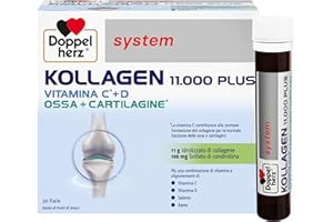 Doppelherz system KOLLAGEN 11000 PLUS - Integratore Alimentare per Ossa, Articolazioni e Tendini con Collagene, Vitamine, Oligoelementi e Altro - Senza Glutine e Lattosio - 30 Fiale