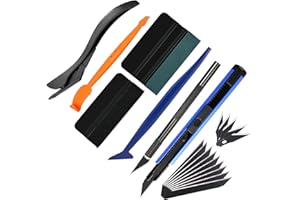 EHDIS Kit Covering Outils de Film de fenêtre de Voiture, avec Cutter, Cutter de Précision, Raclette en Feutre, Mini-raclettes, Lame de Rechange, pour Film de Fenêtre, Stickers Meubles