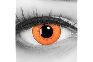 Meralens Lenti a Contatto Colorate arancione Tracer - con porta lenti a contatto - ideali per Manga Anime Cosplay Halloween carnevale – Durata 1 Anno 1 Coppia (2 pezzi) senza correzione