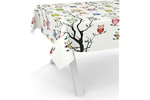 ANRO Tovaglia cerata, lavabile, rotonda, ovale, rettangolare, 120 x 140 cm, con bordo tagliato, gufo