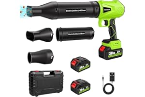 Cordless Leaf Blower, Maypott Electric Handheld Leaf Blower with Battery Garden Vacuumer with3 Extended Nozzles，Upgraded Motor,21V*2 Pcs Batteries Leaf Grabbers Air Blower for Yard/Lawn Care, Dusting