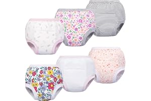 BIG ELEPHANT 6 Packs de Culottes d'apprentissage de la propreté en Coton rembourrées pour bébés, Filles et garçons.