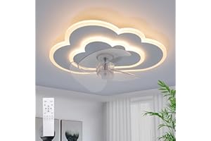 AOLED Deckenventilator Mit Beleuchtung LED Wolke Deckenleuchte mit Ventilator 6 Geschwindigkeiten,Fernbedienung Leise Dimmbar Ventilator Deckenlampe für Schlafzimmer Kinderzimmer 50W 50CM