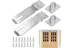 AFASOES 2 Packs Stainless Steel Padlock Hasp, Heavy Duty Hasp and Staple Padlock Hasp Door Clasp Gate Latch Staples Security Hasp Lock with Screws for Shed Cupboard Drawer Wooden Outdoor (5 inch)