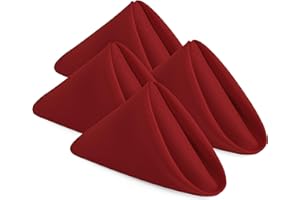 KICHLY Servilletas de Tela - Paquete de 24, Suaves y cómodas servilletas de Tela Reutilizables - Ideales para Eventos y Uso Regular en casa, de poliéster (Rojo, 43 x 43 cm)