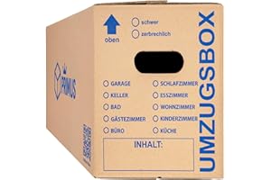 Kartonprimus 10 Umzugskartons 620x300x330 mm zweiwellig – stabiler Karton bis 40 kg –verstärkte Griffe – stapelbar Umzugskiste Umzugkarton Umzugsbox Lagerkarton Bücherkarton Ordnerkarton (10 Stück)