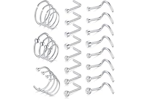 AceFun 18 g 20 g kolczyk do nosa obręcz CZ ciało kolczyk do nosa ze stali nierdzewnej Nostril kolczyk do nosa obręcz zestaw biżuterii dla kobiet mężczyzn
