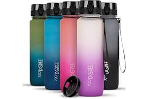 720°DGREE Butelka do picia 350ml, 500ml, 650ml, 1l, 1.5litr, 2l "uberBottle" softTouch +Sitko - Bez BPA - Butelka na wodę na uczelnię, pracę, fitness, rower, na zewnątrz - Butelka sportowa z Tritan