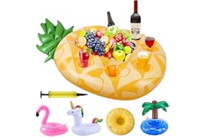 HAOLIIDA Inflatable Drinks Holder,Inflatable Pool Floats for Holding Drinks,Fruits and Snacks with Pump,Inflatable Flamingo,Unicorn 6 in 1 Inflatable Pool Toys for Outdoor Summer Swimming Party and Holiday