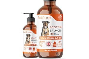 Pippa & Max Scottish Salmon Oil for Dogs & Cats – Omega 3, 6 & 9 Fish Oil Supplement for Shiny Coat, Skin Comfort, Joint & Brain Support, Immune Boost & Itchy Skin Ideal for Treats & Dog Food, 500ml