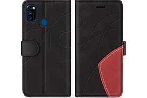 KKEIKO Funda para Galaxy M21 / Galaxy M30S, Billetera Carcasa de PU Cuero para Samsung Galaxy M21 / Galaxy M30S, Anti Golpes Magnético Funda con Ranura para Tarjeta, Negro