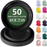 Nkaiso Disposable Plates, 50 Pieces Black Party Tableware Set &ndash; 25 x 23 cm &amp; 25 x 18 cm Cardboard Plates, Legant and Sturdy f