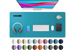 Aothia Vade de sobremesa, alfombrilla de escritorio multifuncional, impermeable, de piel sintética, antideslizante, doble cara, perfecta para oficina y hogar (91 x 43 cm, color turquesa)