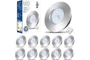HiBay 10x 5W LED Recessed Spotlights Ceiling Lights IP44 Bathroom Downlights Brushed Chrome Spot Lights Ultra Slim Downlighters Cool White 6000K 240V