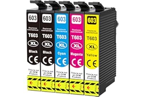 5er-Pack 603XL Tintenpatronen Kompatibel für Epson Multipack 603XL Druckerpatronen für Epson XP-3100 XP-3105 XP-4155 XP-2105 XP-2150 XP-3150 XP-4100 Workforce WF-2830 WF-2835 WF-2840 WF-2850
