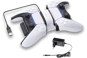 EBEET RAPTOR PS5 & PS4 Controller Ladestation PS5 & PS4 Ladegerät Stand Ständer mit LED Anzeige & USB-C Anschluss Kompatibel mit Sony Playstation 5 & 4 Wireless DualSense Controller inkl. Netzteil (5.2V/3A)