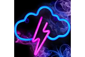 MULEVIP Enseigne Lumineuse Au Néon LED Décoration,Cloud Led Neon Light Lightning Neon Sign,Luminosité Murale Veilleuse,Batterie Ou Alimenté Par USB pour Chambre D'enfant,Bar,Fête,Noël