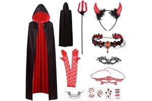 Funnity Halloween Cape Damen Halloween Vampir Kostüm Erwachsene Satin Umhang mit Kapuze 150CM Doppelseitig Vampir Umhang Damen für Halloween Karneval Mittelalter Kostüm Party