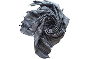 MILSPEC SURPLUS Shemagh Bufanda de algodón árabe cubierta de la cabeza del desierto palestino Keffiyeh bufanda táctica del ejército hecha a mano gris/negro