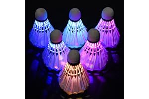 colmanda LED Federbälle, 6 Stück Gänsefeder Badminton Federbälle für Nacht Stabilität und Haltbarkeit Set Lighting Badminton für Kinder Outdoor en Indoor Sportsaktivitäten