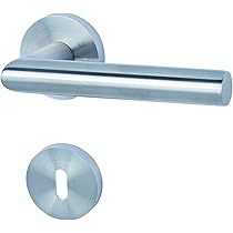 Alpertec Edelstahl Türdrücker New York II - Für Wohnungseingangstüren, Satiniert