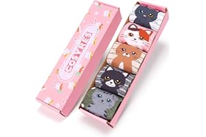 Cosyres Pack de 5 Calcetines Mujer Animales Algodon, Calcetines Divertidos Invierno