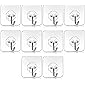 VazzLox 10Pcs Self Adhesive Wall Hooks, Heavy Duty Sticky Hooks for Hanging 10KG (Max), Waterproof Transparent Adhesive…
