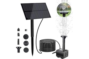HEEGFF Solar Springbrunnen, 2024 Upgrade Solarbrunnen Solar Teichpumpe mit 7 Sprühköpfe, Solar Wasserpumpe Fontäne Pumpe für Vogel Bad, Teich, Aquarium, Garten