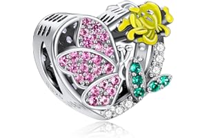 NINGAN Zawieszka z motywem kwiatu z okazji narodzin, srebro wysokiej próby 925, do bransoletek i naszyjników Chamilia, Cyrkonia, Cyrkonia sześcienna