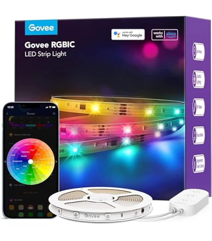 Govee LED Strip 2 rollen van 5m, RGB LED strips, bestuurbaar via app en afstandsbediening, met muziekmodus, voor thuis, slaapkamer, keuken, party, 10m
