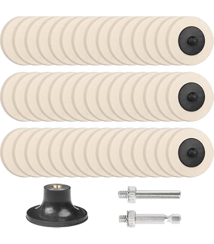 Produktbild von 30x Wollfilz Polierscheiben Set – 50 Mm, Mit Halter, Für Bohrmaschinen, Polieraufsatz Für Metall, Glas & Holz